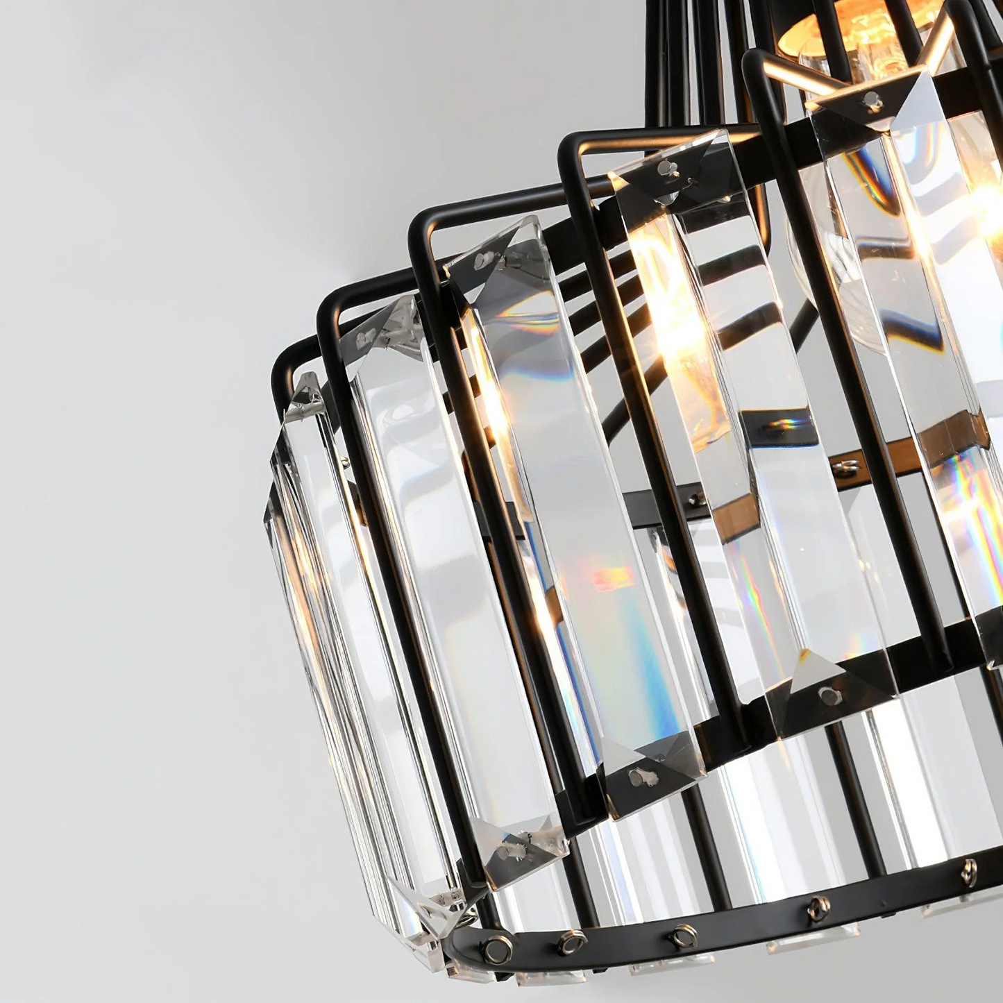 Obsidia | Strakke IJzeren Frame Kristallen Hanglamp