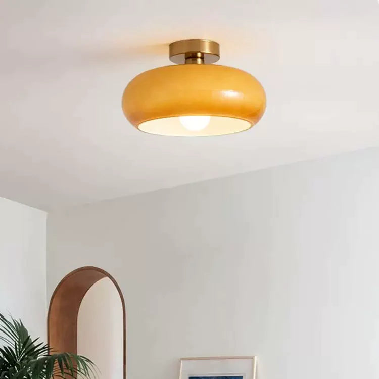 Vitrea | Retro Glanzende Koepel Semi Flush Plafondlamp