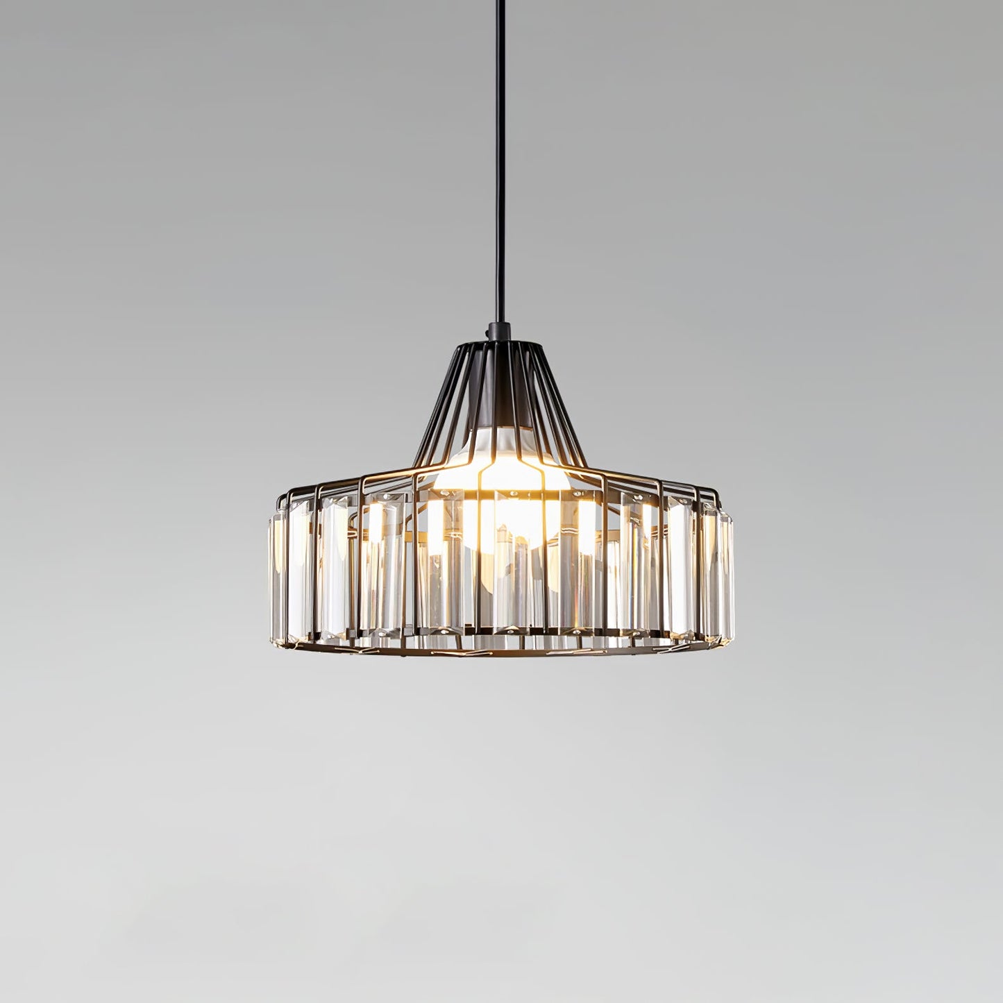 Obsidia | Strakke IJzeren Frame Kristallen Hanglamp