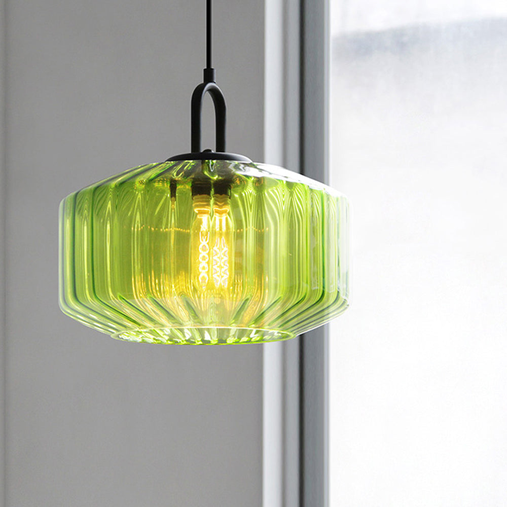 Verda | Midden Eeuw Ribbelglas Koepel Hanglamp