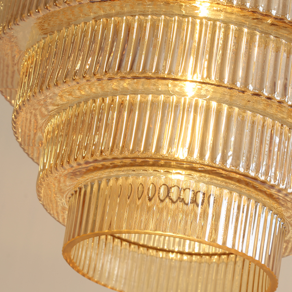 Auris | Antieke Laag Ribbelglas Hanglamp