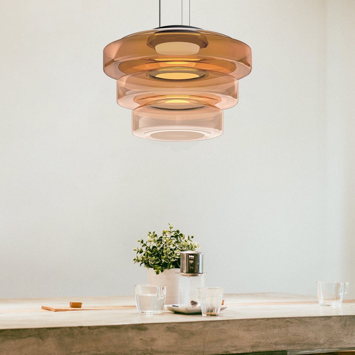 Ambera | Strakke Translucente Laagglas Hanglamp