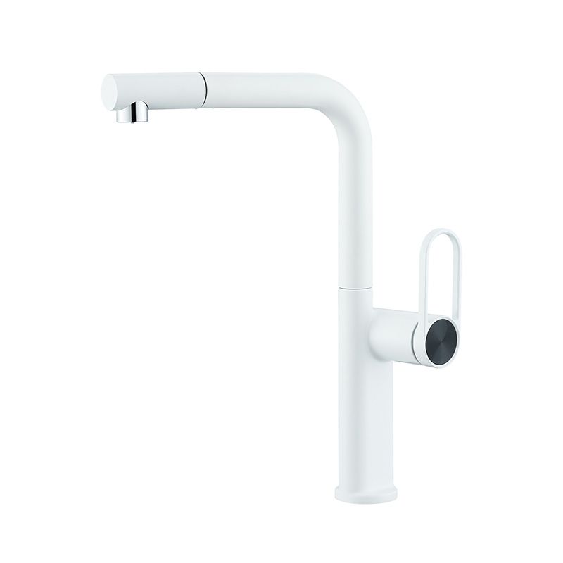 Lindvarek | Elegante L-vormige Uittrekbare Keukenkraan met Uittrekbare Draaiuitloop