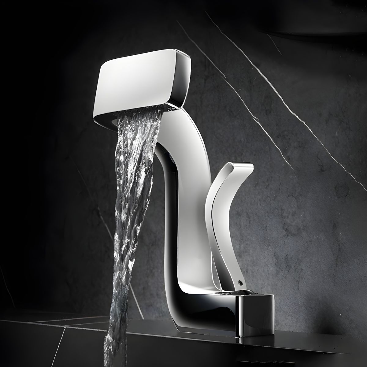 Lythrac | Moderne Hoekige Profiel Waterval Badkamer Wastafelkraan