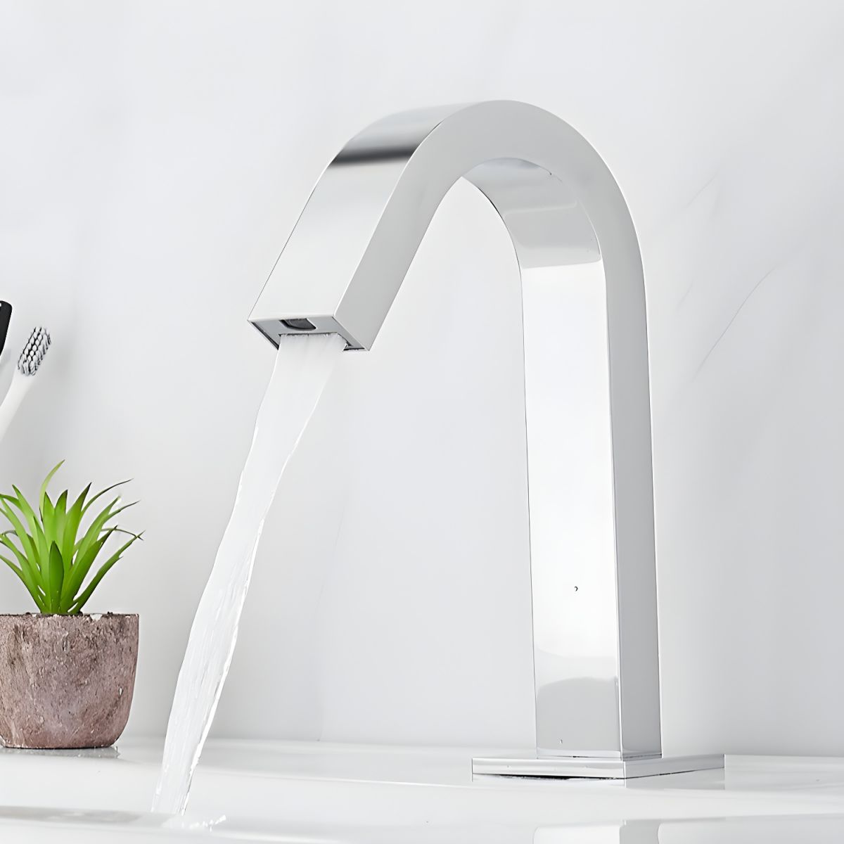 Eldurix | Strakke Touchless Beweging Sensor Hoge Boog Badkamer Wastafelkraan