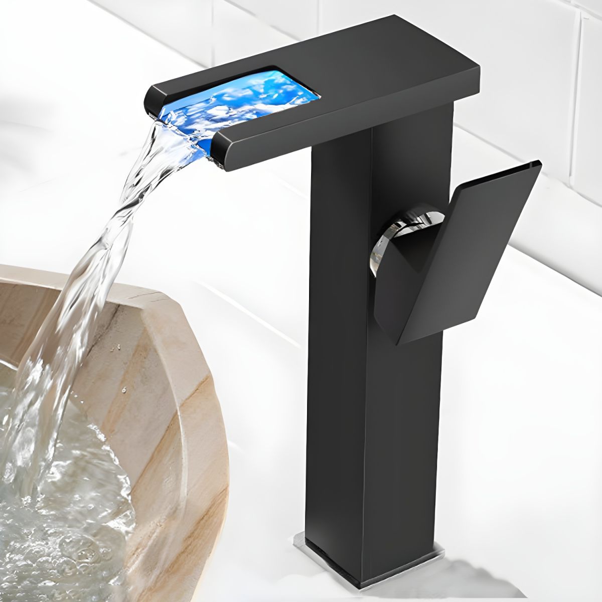 Alvundir | Hoge Rechthoekige Watervaluitloop Badkraan