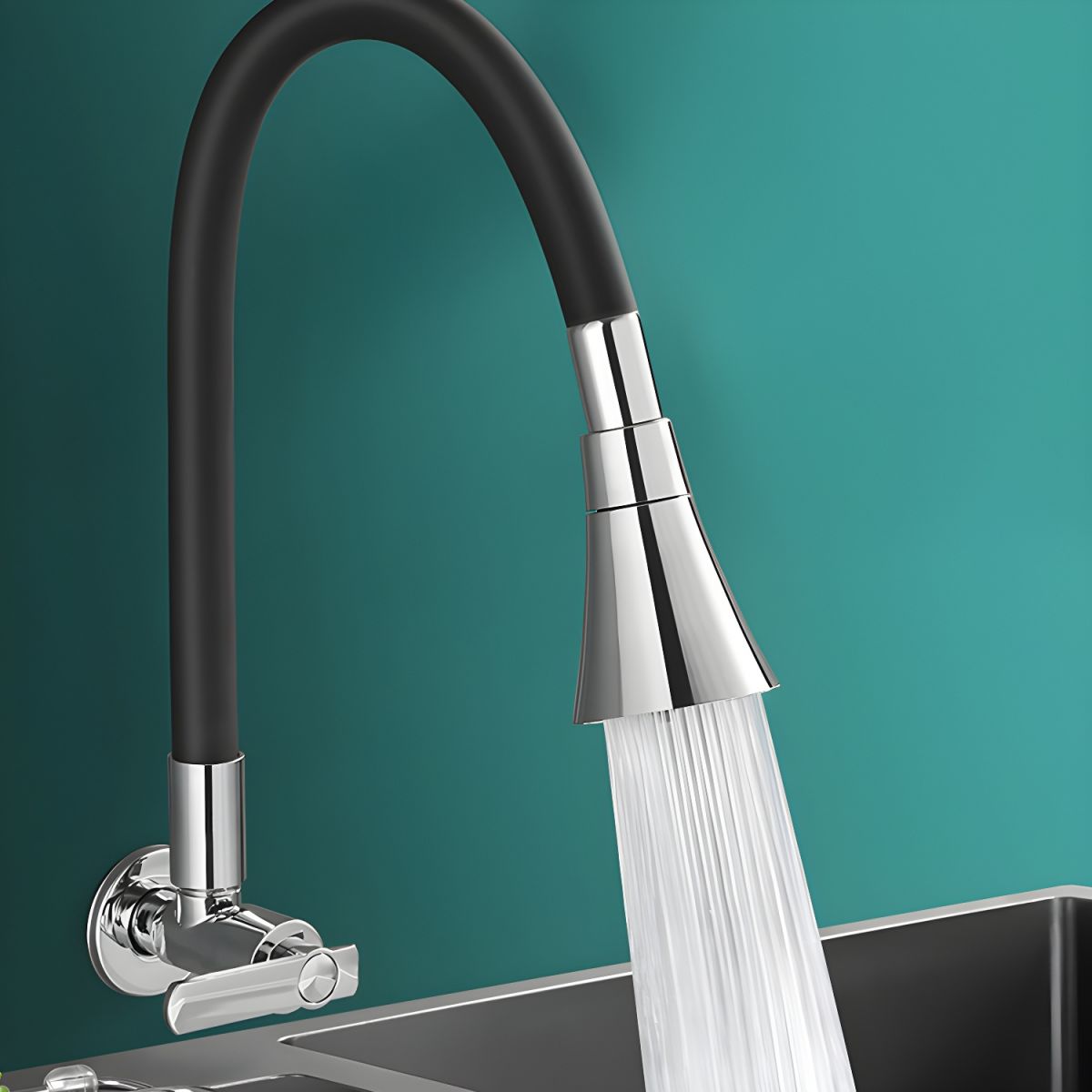 Lythavik | Moderne Gooseneck Draaikraan Wandgemonteerde Keukenkraan