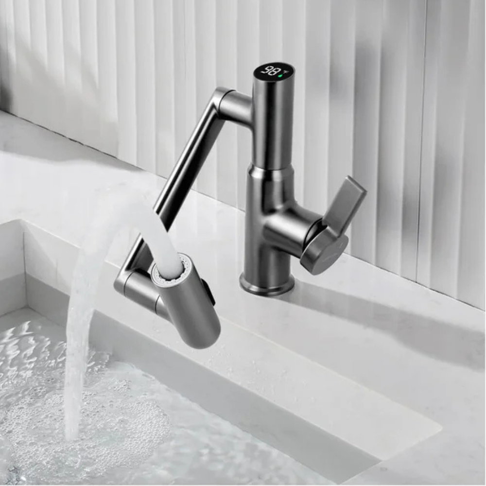 Nexus | Slimme Draaiende Wastafelmengkraan met 3-Mode Spray & Temperatuurweergave