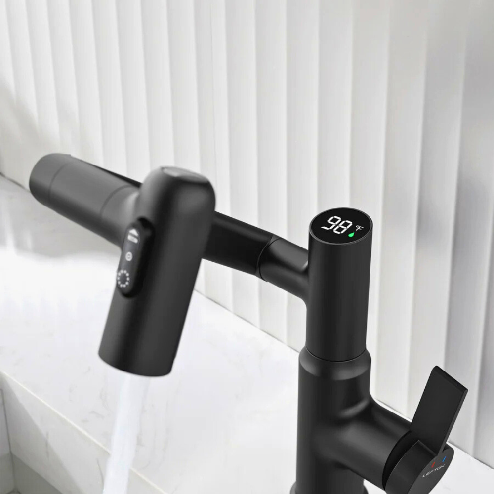 Nexus | Slimme Draaiende Wastafelmengkraan met 3-Mode Spray & Temperatuurweergave