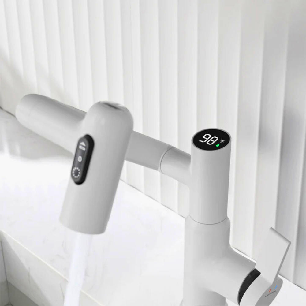 Nexus | Slimme Draaiende Wastafelmengkraan met 3-Mode Spray & Temperatuurweergave