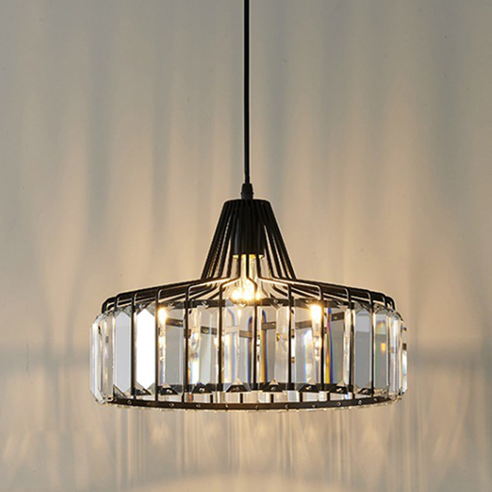 Obsidia | Strakke IJzeren Frame Kristallen Hanglamp