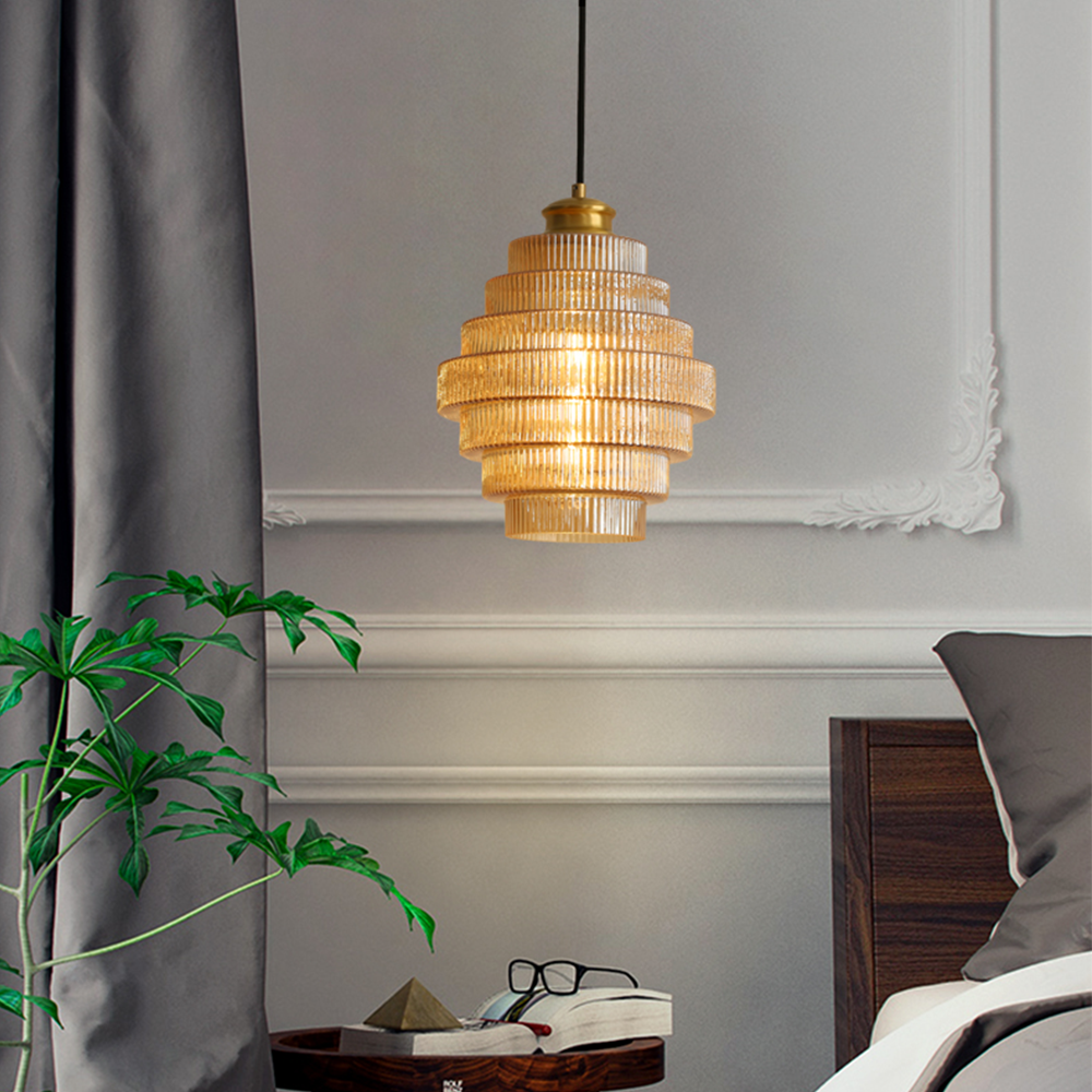 Auris | Antieke Laag Ribbelglas Hanglamp