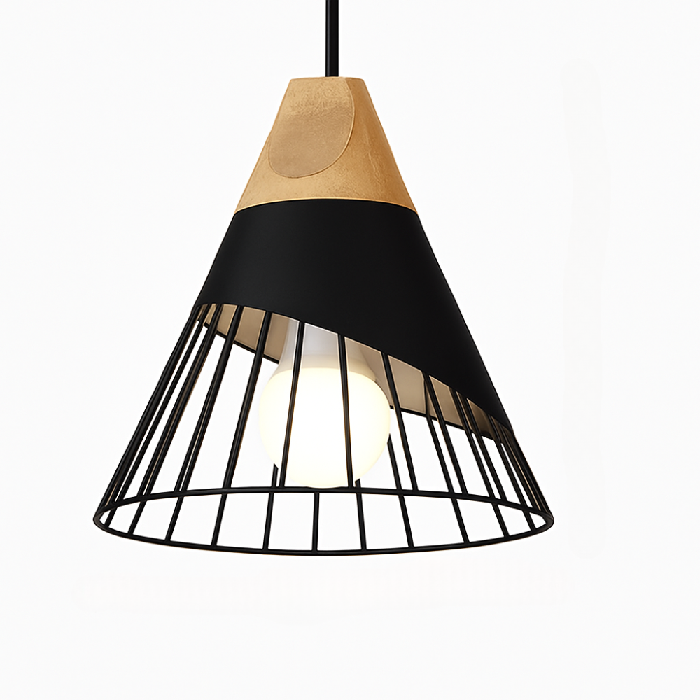 Virelo | Moderne Noordse metalen en houten hanglamp