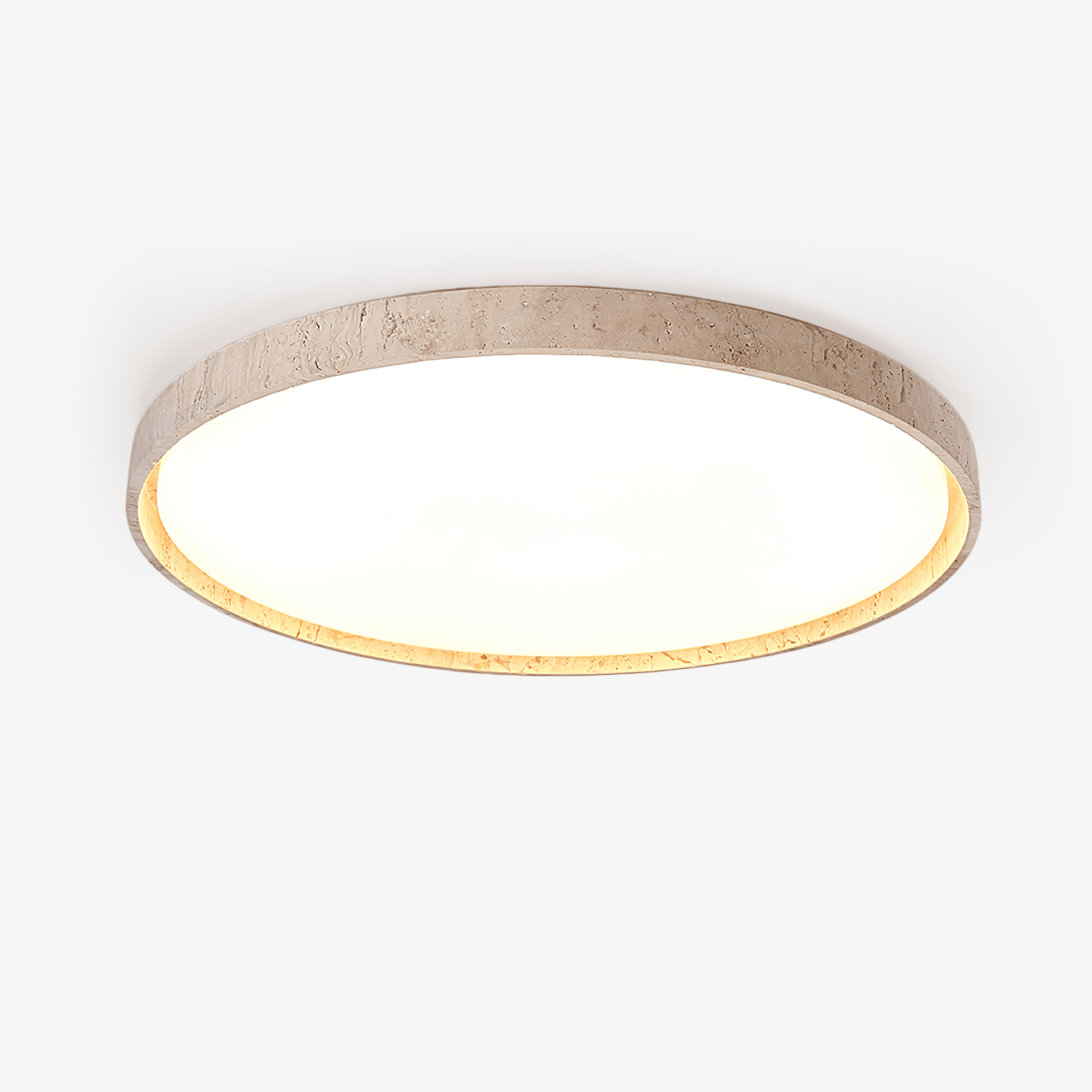 Aeristhos | Minimalistisch Handgekerfde Ronde Travertin Steen Plafondlamp