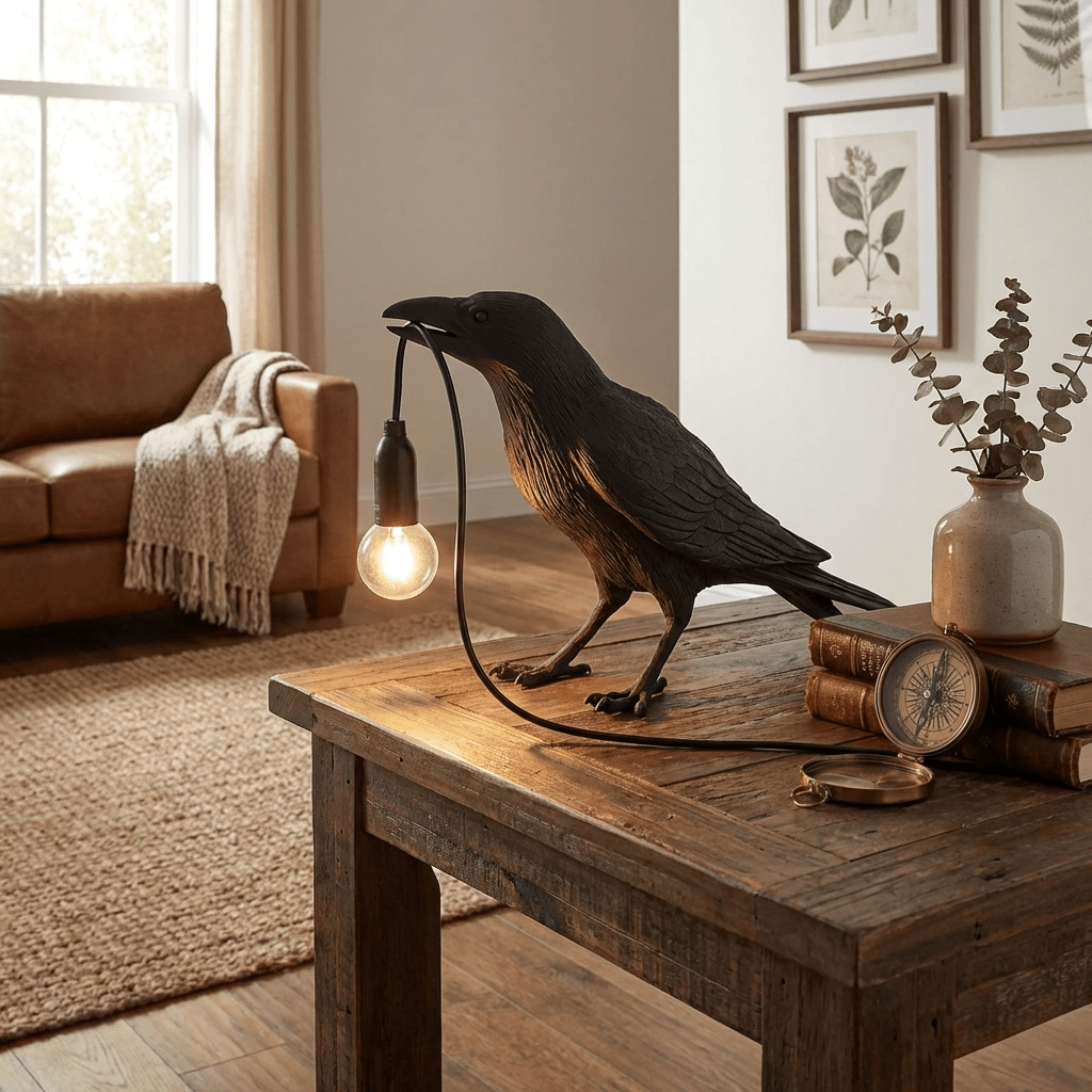 Bristhow | Gotische Sculpturale Vogel Raaf Tafellamp