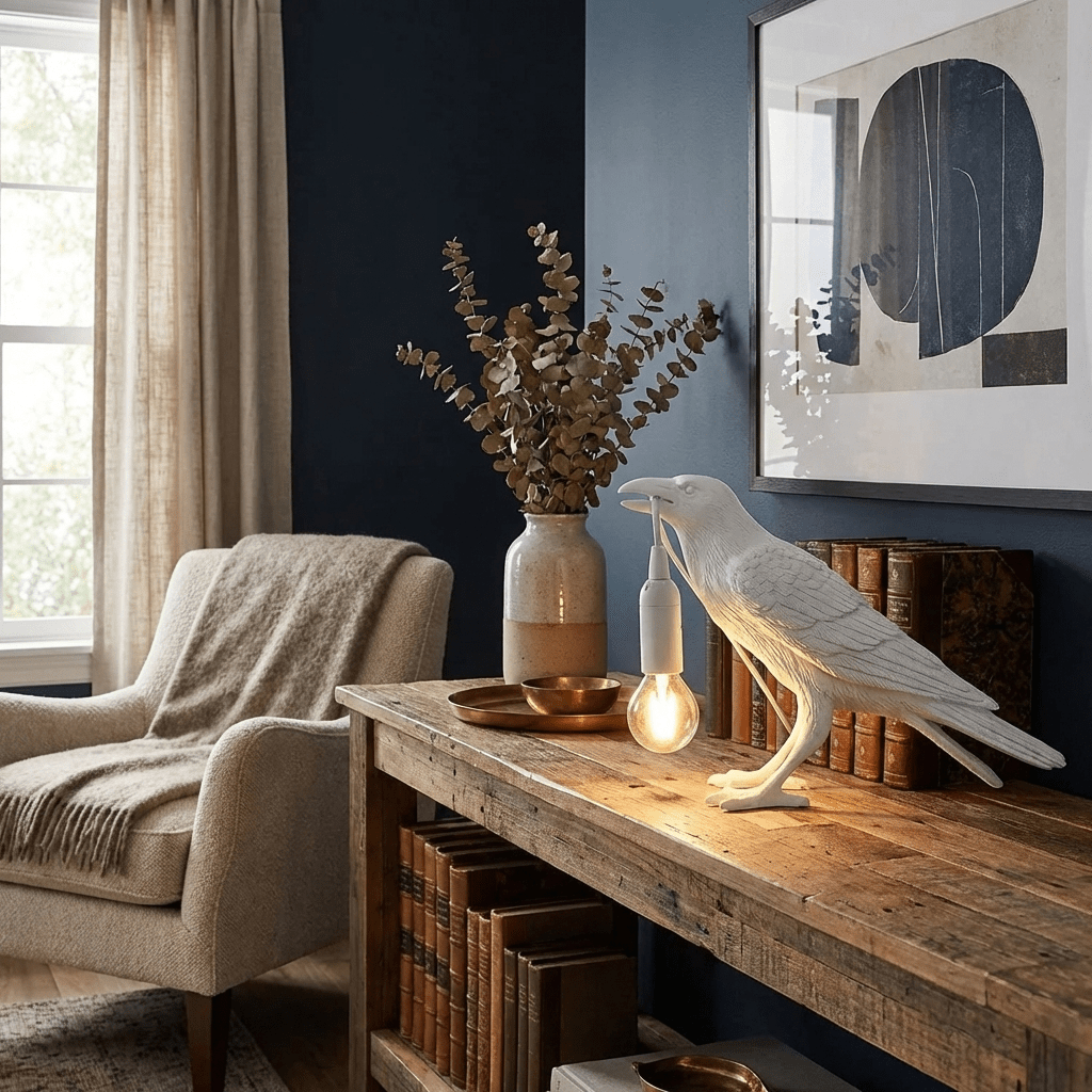 Bristhow | Gotische Sculpturale Vogel Raaf Tafellamp