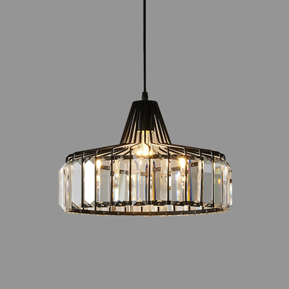 Obsidia | Strakke IJzeren Frame Kristallen Hanglamp