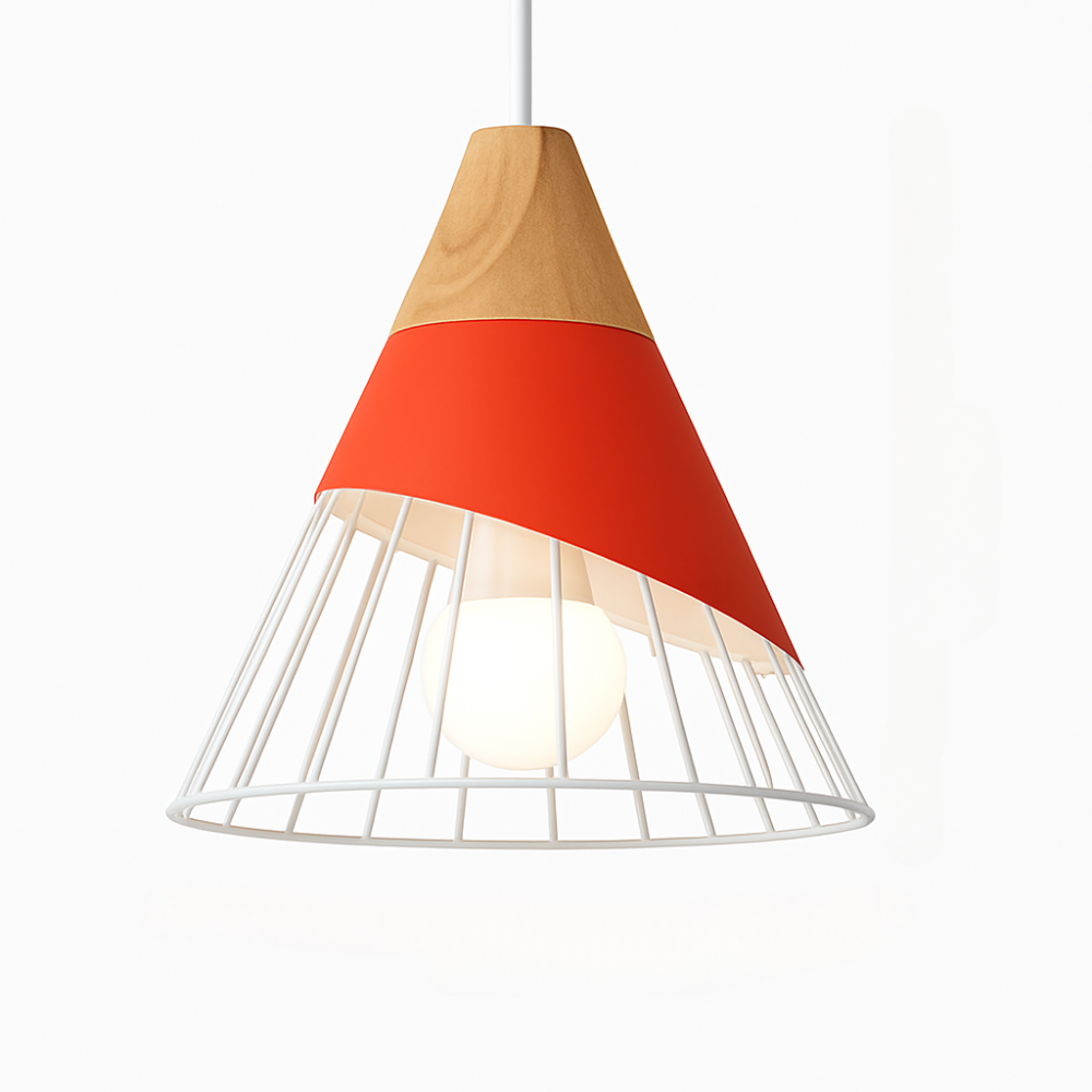 Virelo | Moderne Noordse metalen en houten hanglamp