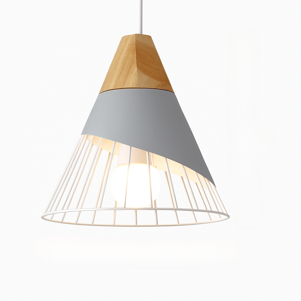 Virelo | Moderne Noordse metalen en houten hanglamp