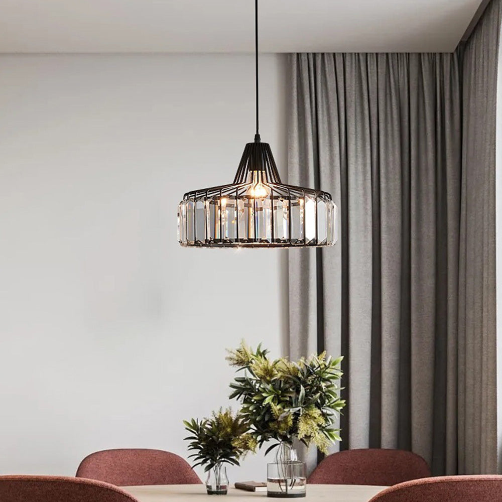 Obsidia | Strakke IJzeren Frame Kristallen Hanglamp