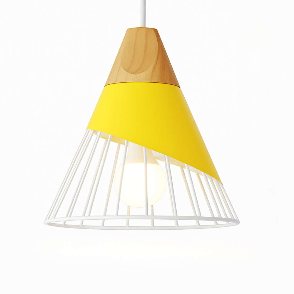 Virelo | Moderne Noordse metalen en houten hanglamp