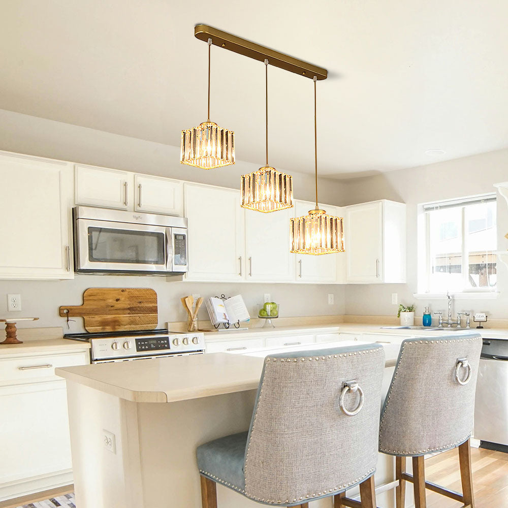 Cubica | Hedendaagse Multi-Licht Metalen en Kristallen Prismahanglamp