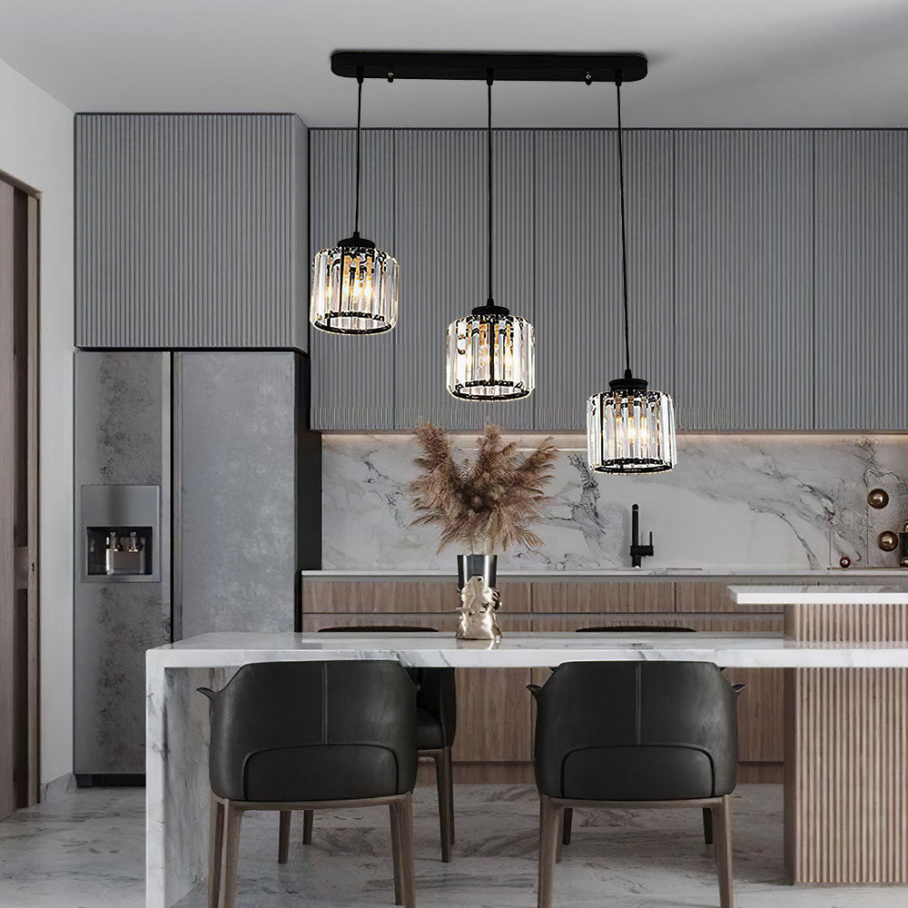 Cubica | Hedendaagse Multi-Licht Metalen en Kristallen Prismahanglamp