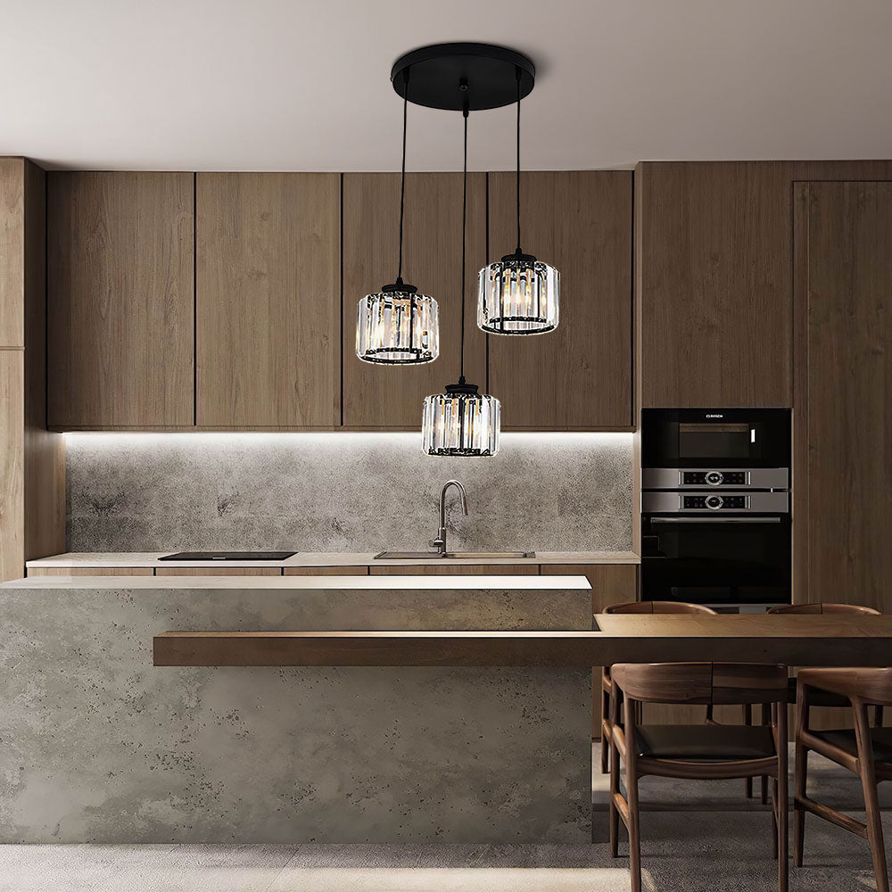 Cubica | Hedendaagse Multi-Licht Metalen en Kristallen Prismahanglamp