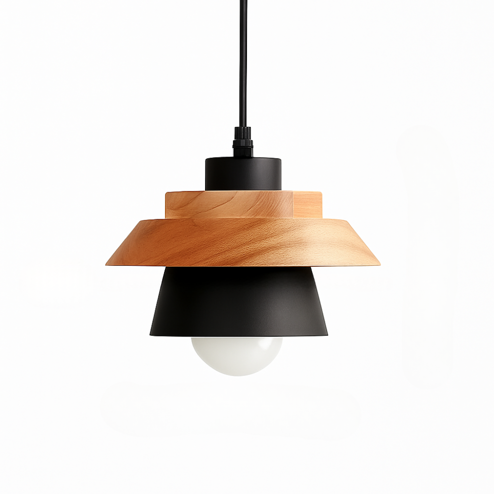 Virelo | Moderne Noordse metalen en houten hanglamp
