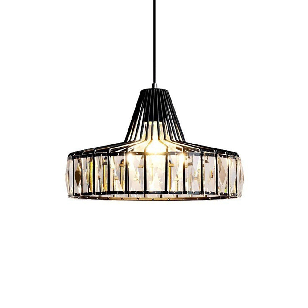 Obsidia | Strakke IJzeren Frame Kristallen Hanglamp