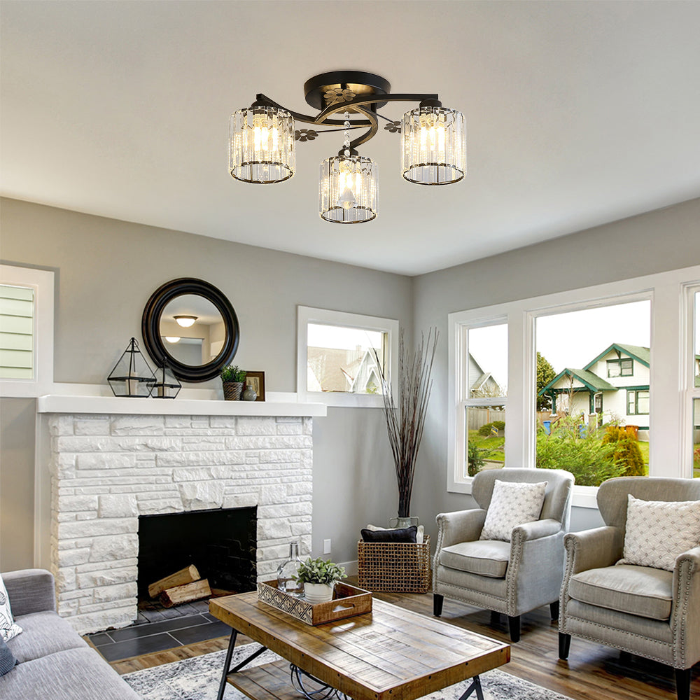 Celestia | Luxe Kristallen Cilinder Semi-Plafondlamp