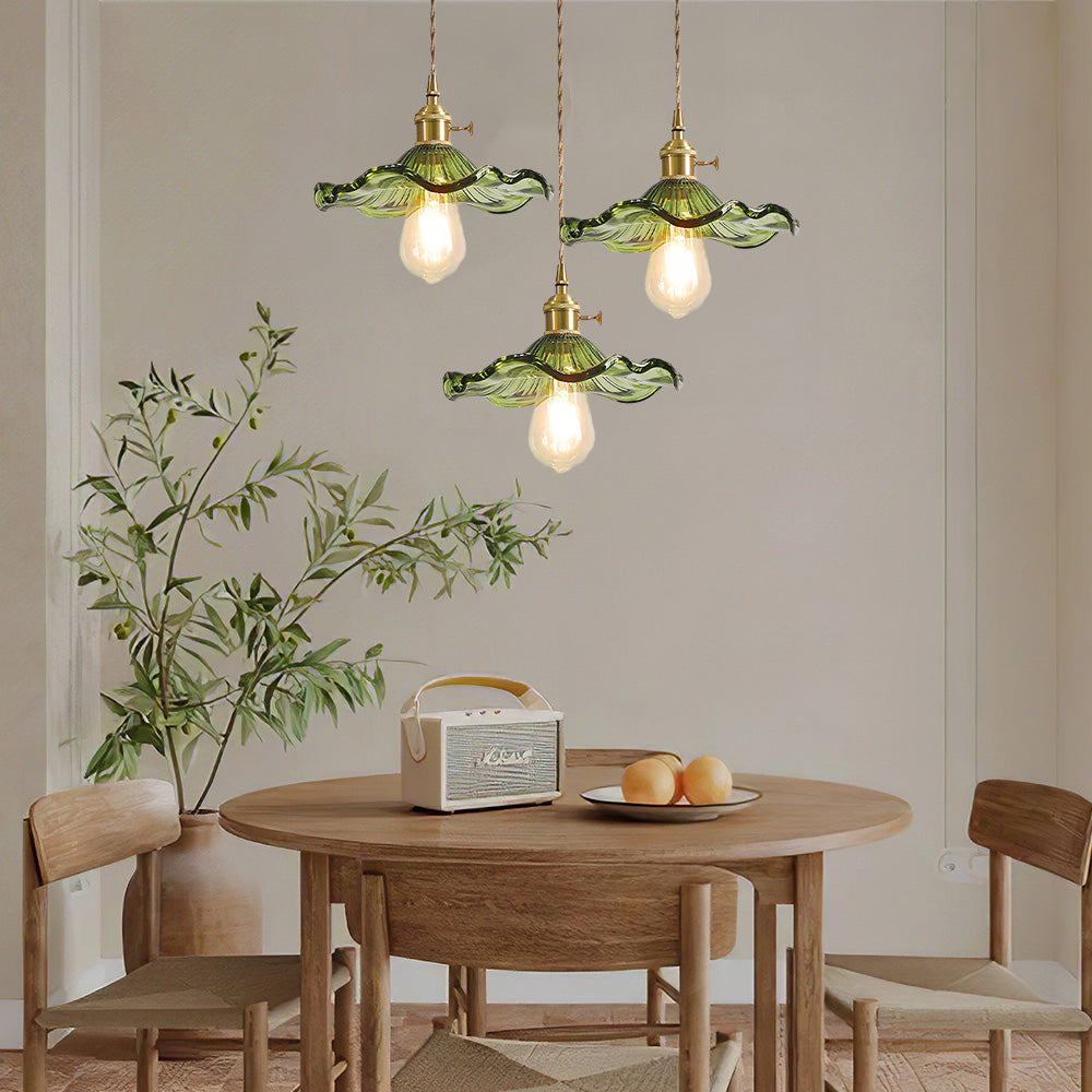 Floria | Elegante Hibiscus Bloemvormige Geprofileerde Glazen Hanglamp