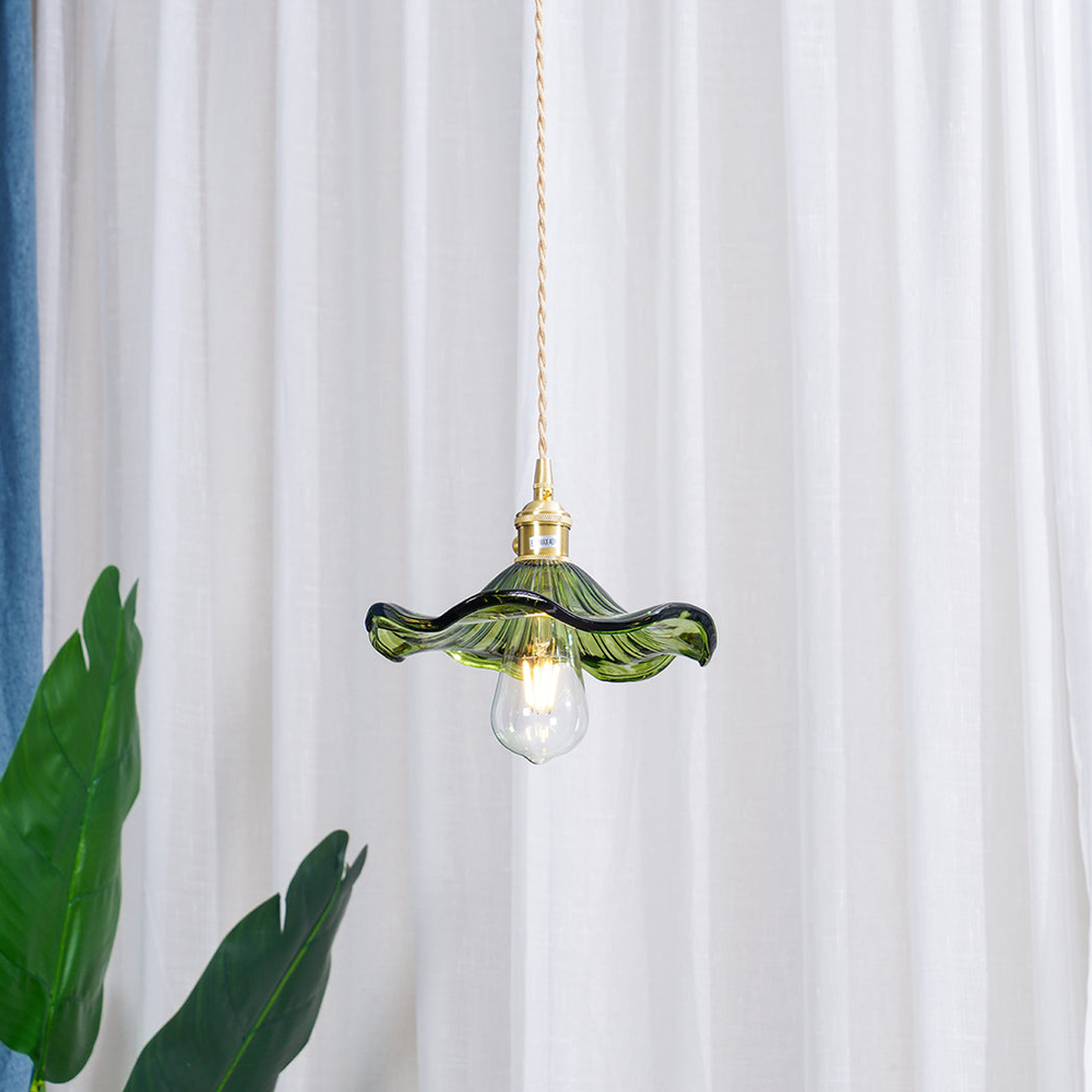 Floria | Elegante Hibiscus Bloemvormige Geprofileerde Glazen Hanglamp