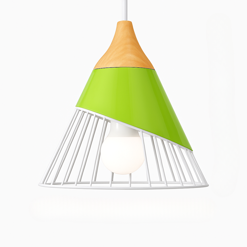 Virelo | Moderne Noordse metalen en houten hanglamp