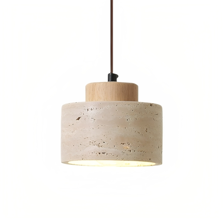 Lithos | Minimalistische Cilinder Travertijn Steen Hanglamp