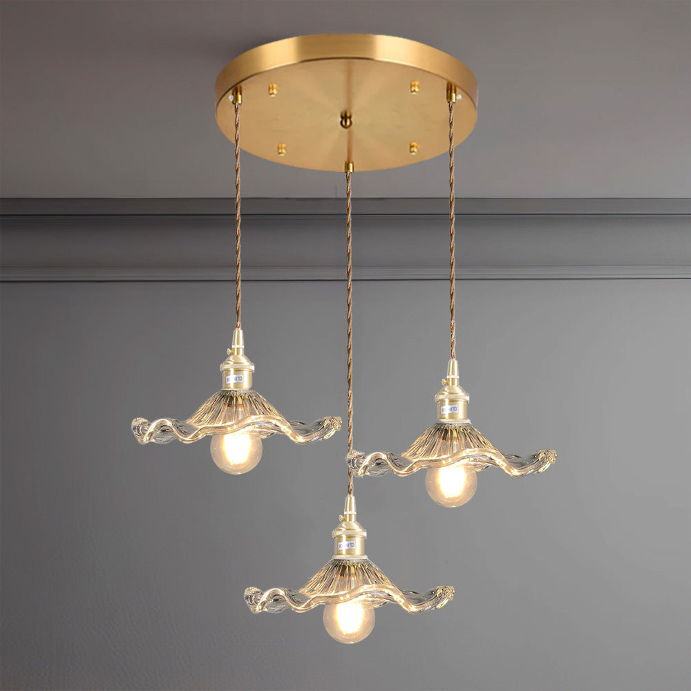 Floria | Elegante Hibiscus Bloemvormige Geprofileerde Glazen Hanglamp