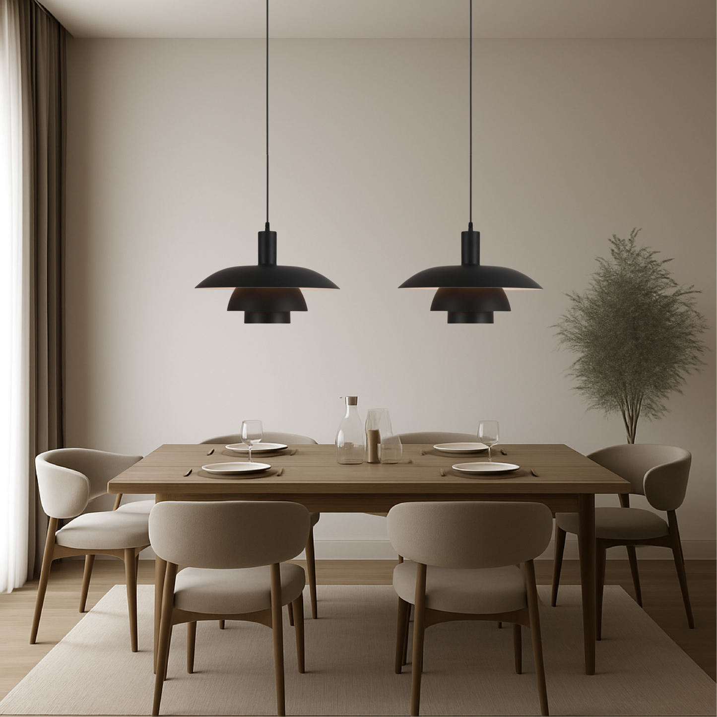 Dania | Minimalistische Deense Stijl Gelaagde Metalen Hanglamp