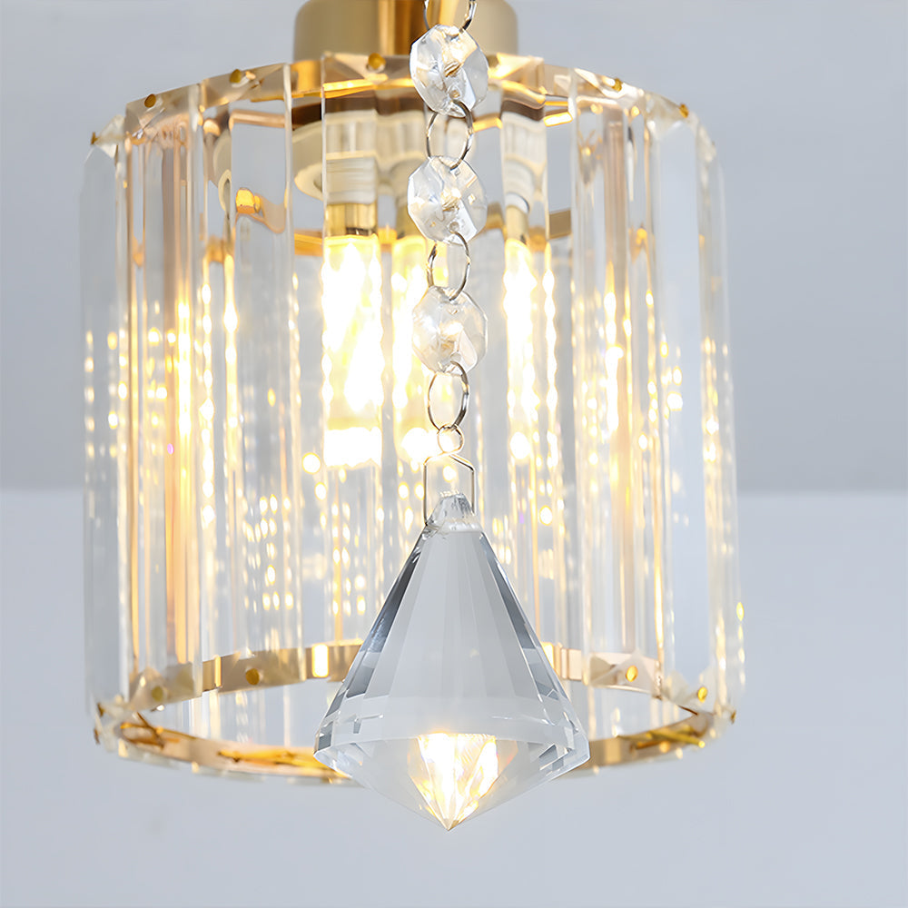 Celestia | Luxe Kristallen Cilinder Semi-Plafondlamp