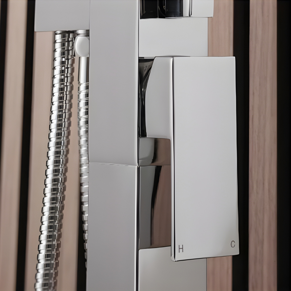 Kubik | Moderne Vierkante Vrijstaande Douchemengkraan Met Handdouche