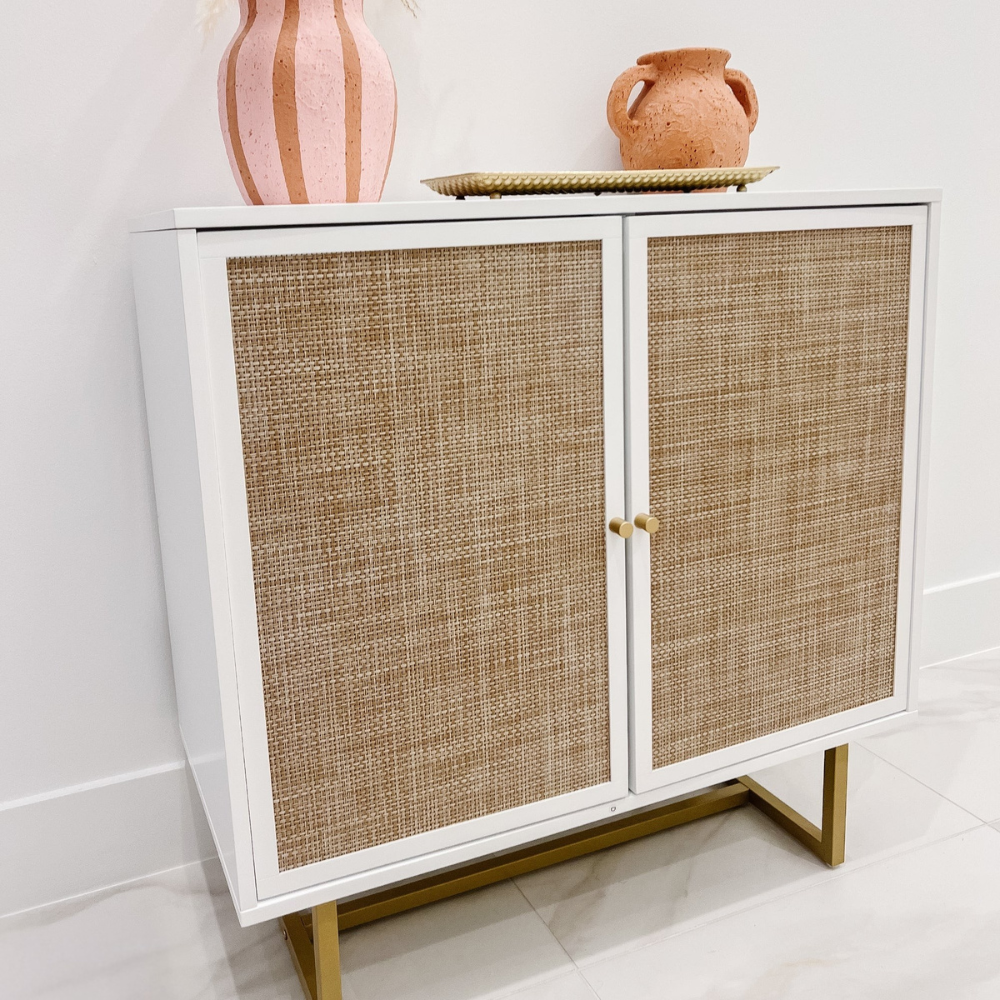 Lomia | Moderne Dubbele Deur Rieten Opbergkast met Verstelbare Planken