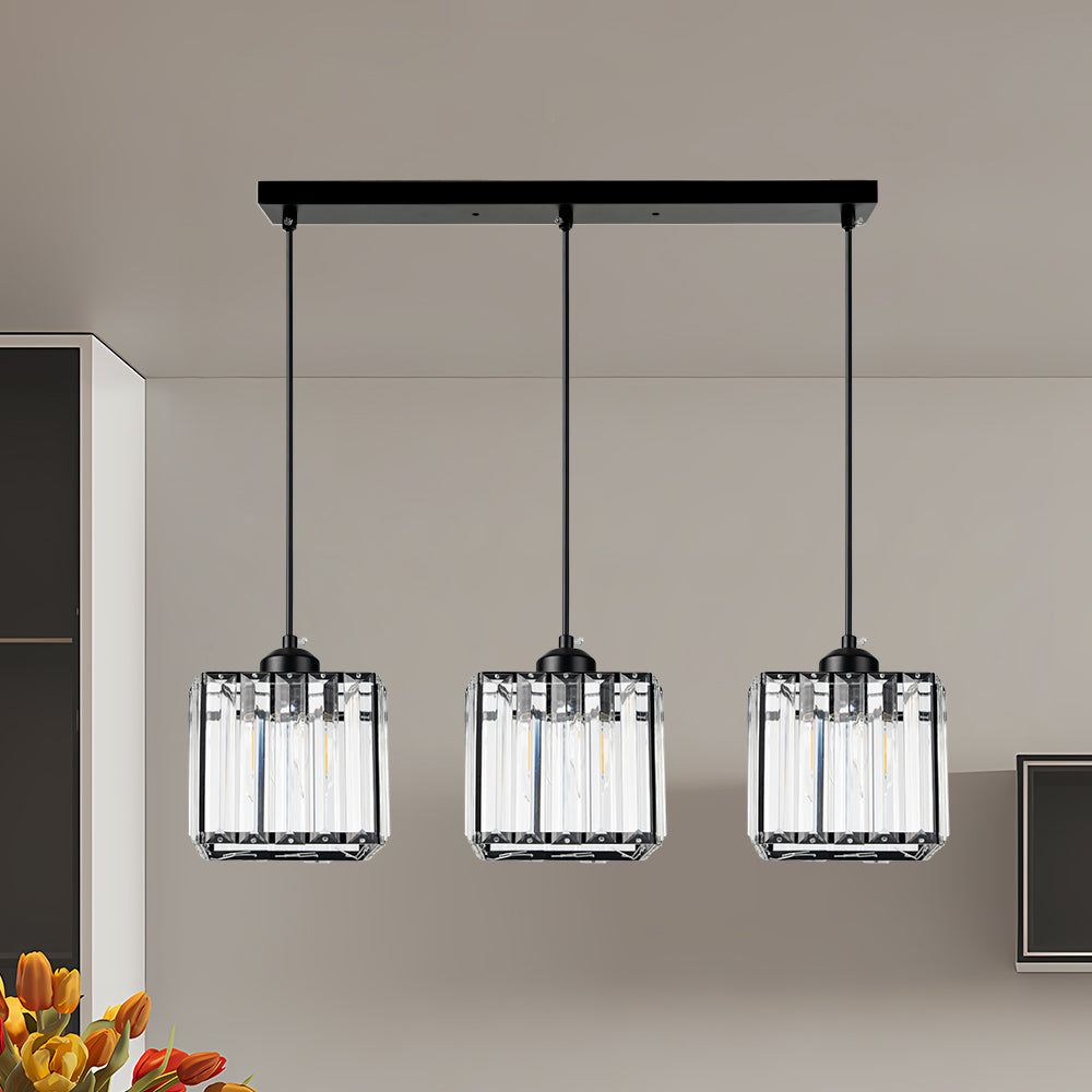 Cubica | Hedendaagse Multi-Licht Metalen en Kristallen Prismahanglamp
