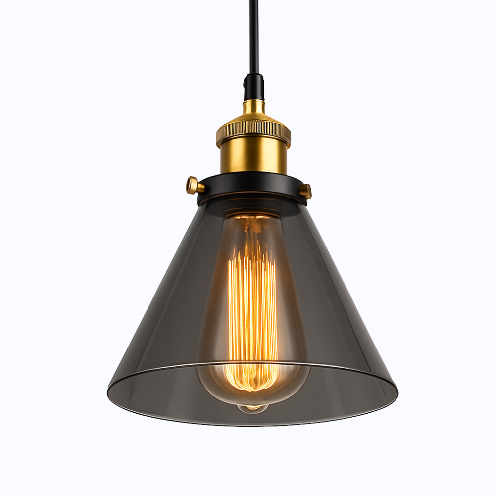 Velryth | Vintage Getint Glazen Hanglamp Met Gebogen Silhouet