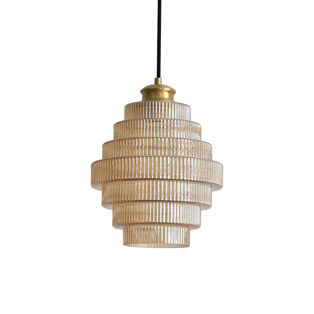 Auris | Antieke Laag Ribbelglas Hanglamp