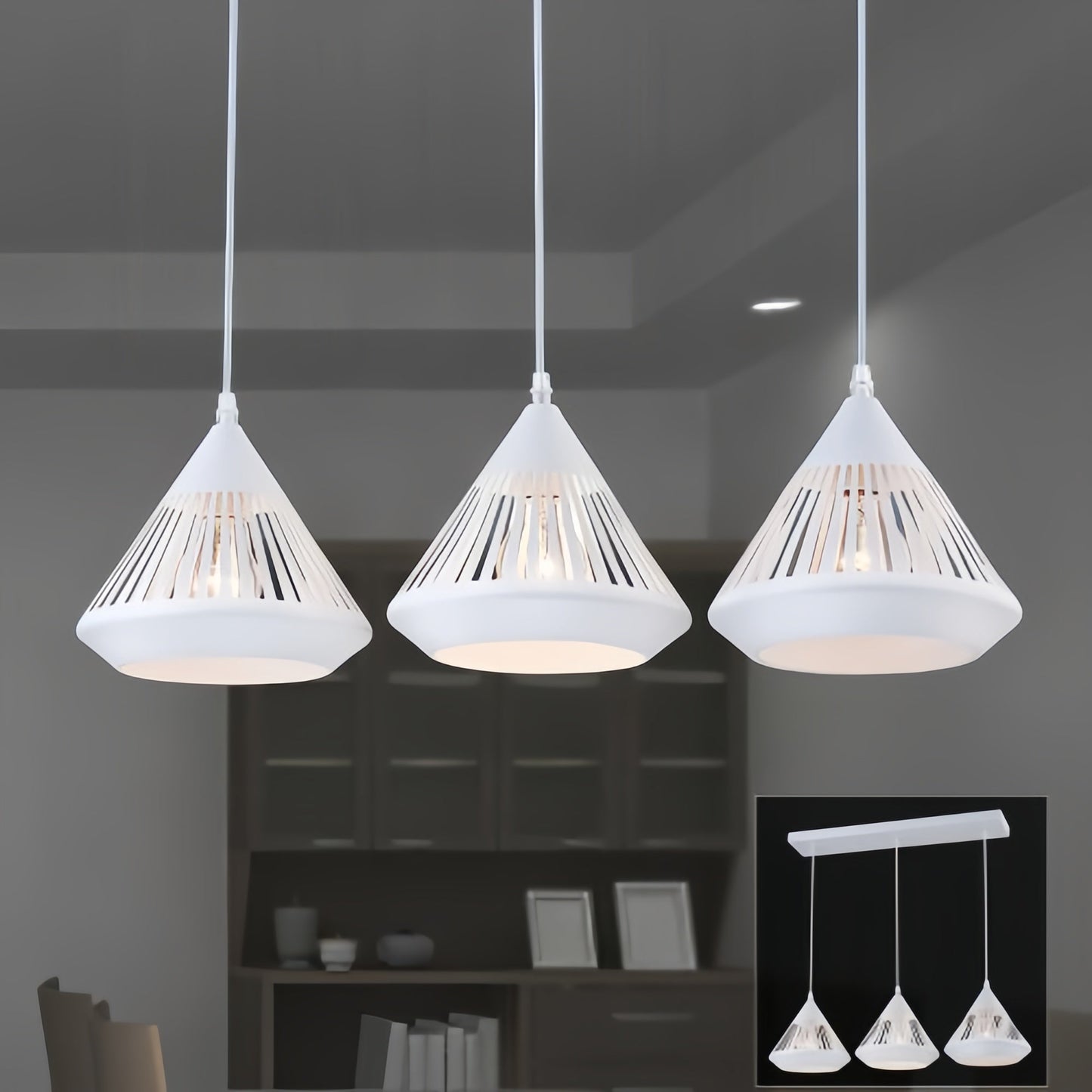 Nyvold | Minimalistische Conische Geprofileerde Glazen Metalen Hanglamp