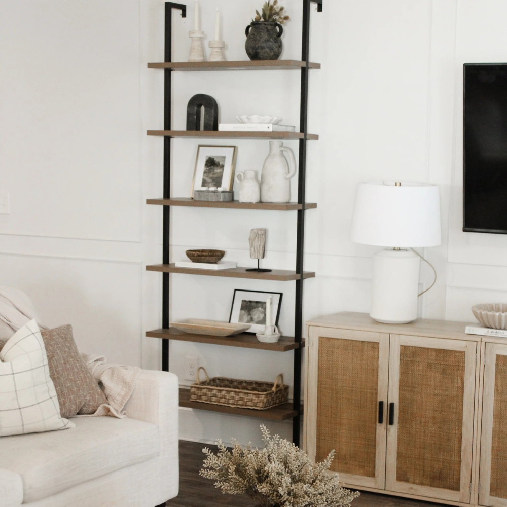 Aeris | Wandgemonteerde Ladder Boekenkast met 6 Planken