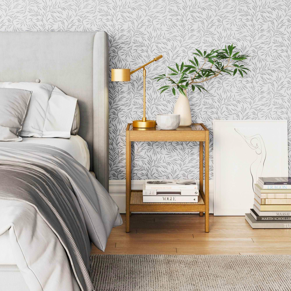 Koda | Houten Rieten Einde Tafel en Nachtkastje met Glazen Bovenkant