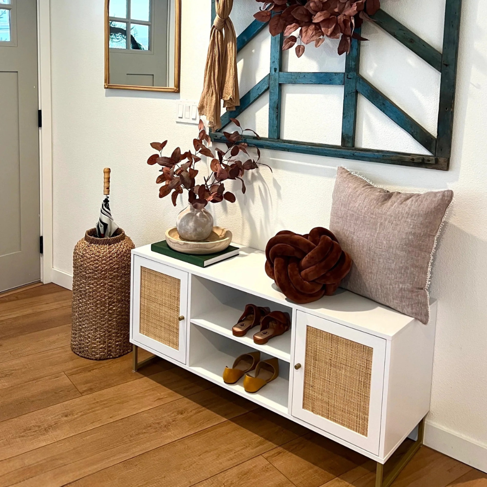 Cora | Moderne Rieten Opbergkast en Media Console TV Stand