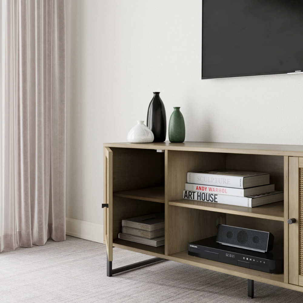 Cora | Moderne Rieten Opbergkast en Media Console TV Stand