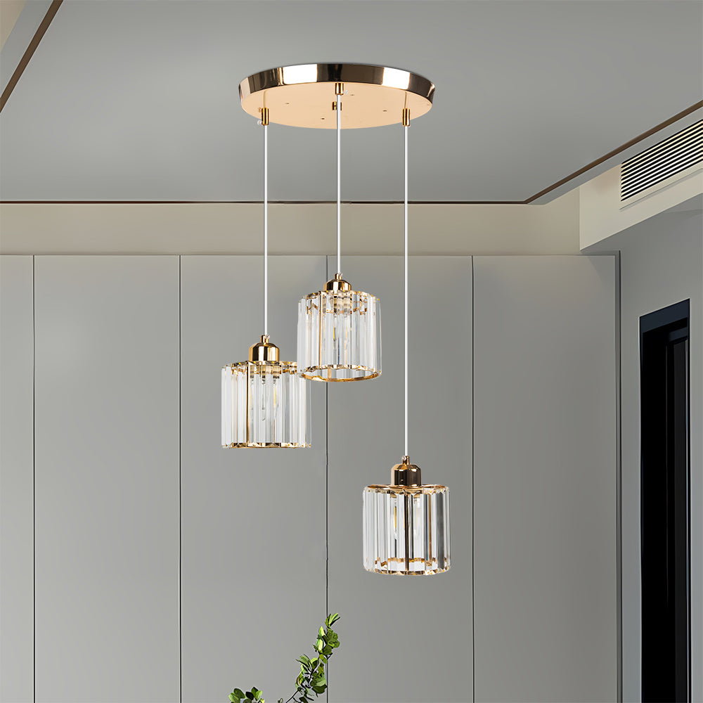 Cubica | Hedendaagse Multi-Licht Metalen en Kristallen Prismahanglamp