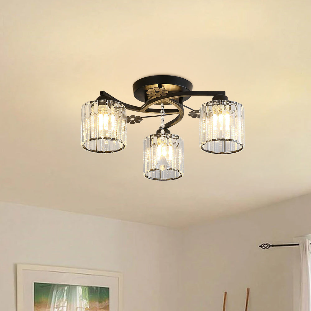 Celestia | Luxe Kristallen Cilinder Semi-Plafondlamp